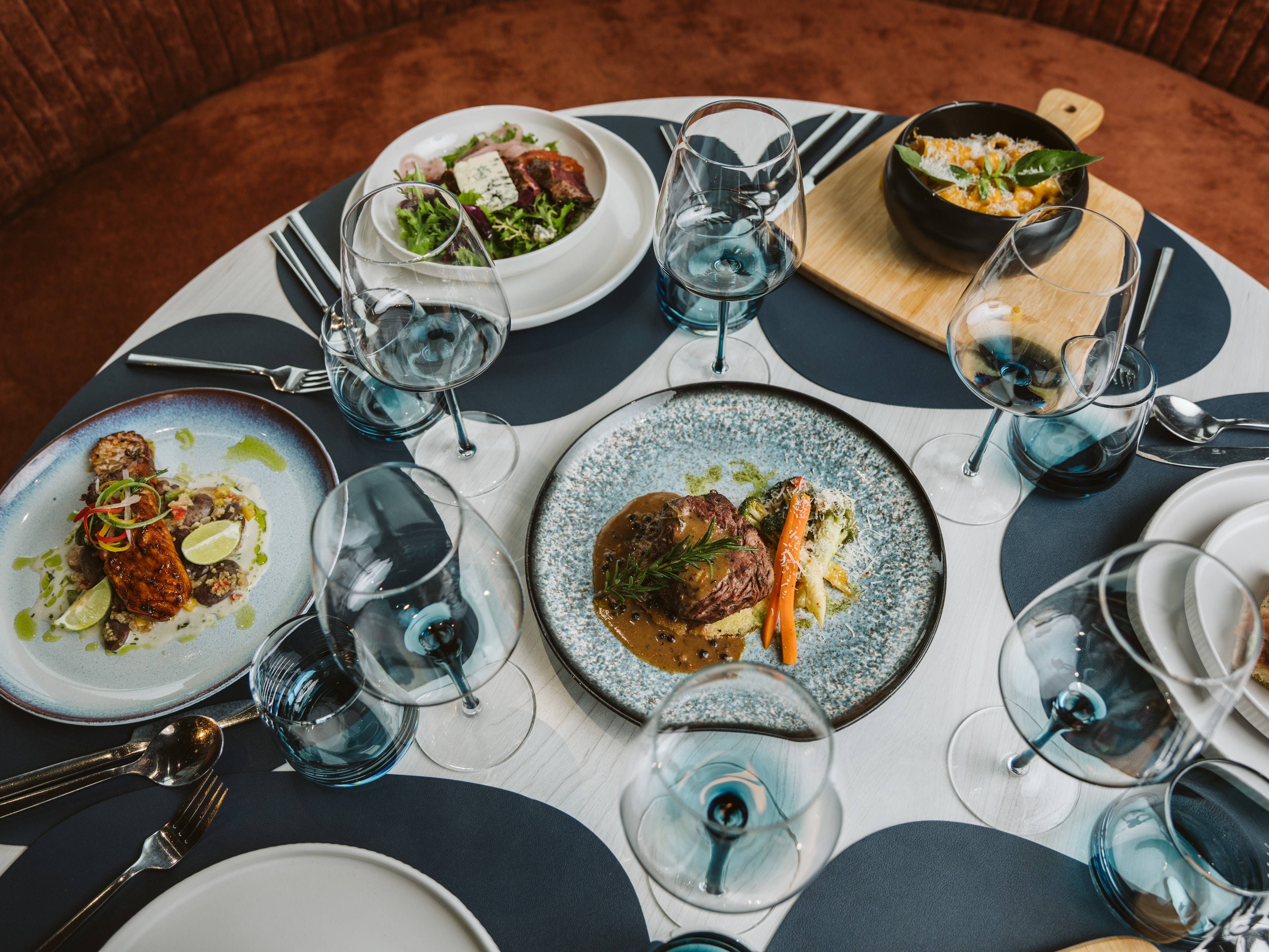 Fine dining table setting at Rue Addis